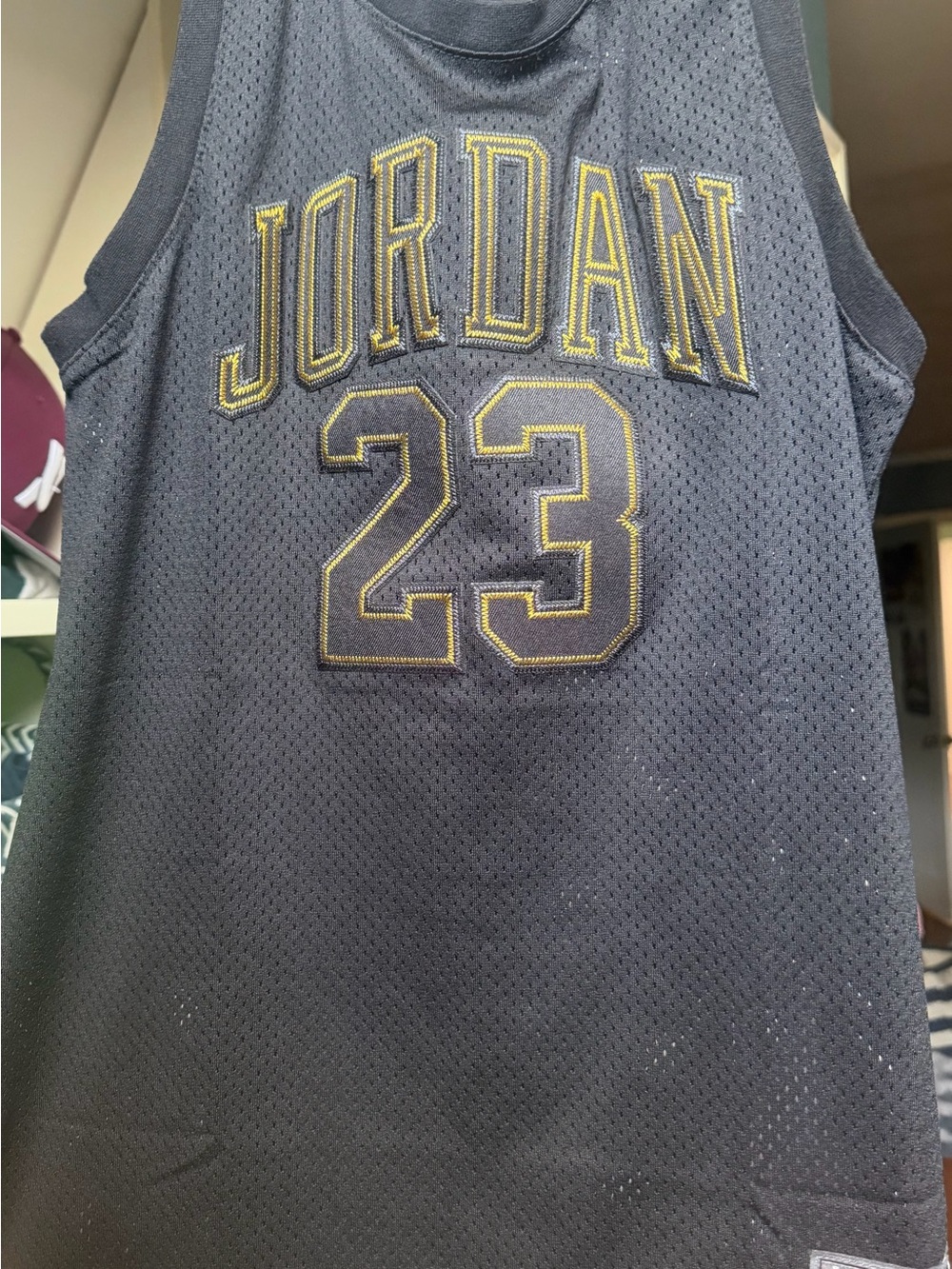 Jordan Black Mesh Jersey with Gold Trim 23